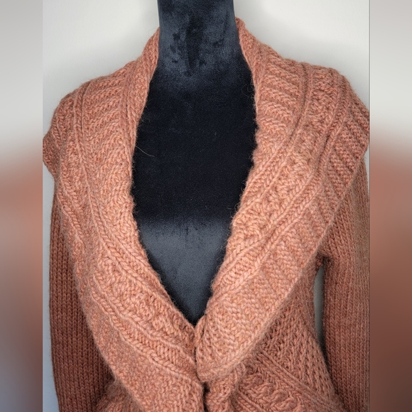 Anthropology Elsamada Chunky Knit Alpaca Wool Tie Front Cardigan Size M - Picture 3 of 12